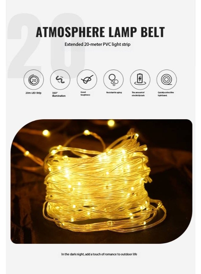 أضواء السلسلة في الهواء الطلق ، أضواء الجنية LED القابلة للسحب المحمولة مع USB القابلة لإعادة الشحن ، إضاءة محيطية مقاومة للماء للتخييم والفناء والحديقة والحفلة والديكور المنزلي - Image 3